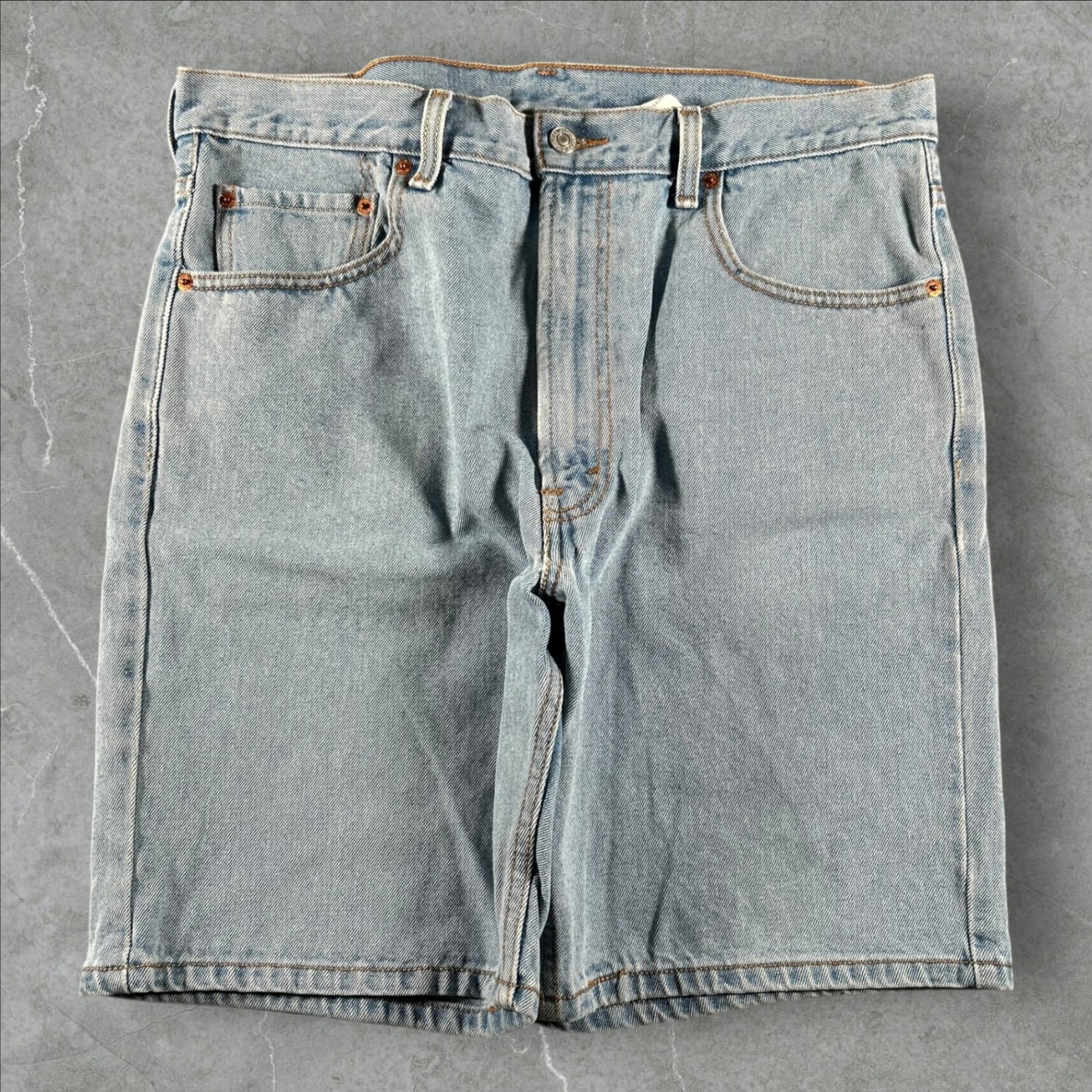 Levis 505 Denim Shorts Mens 36 Blue Y2k Baggy Regular Skater Grunge Hip Hop Jort